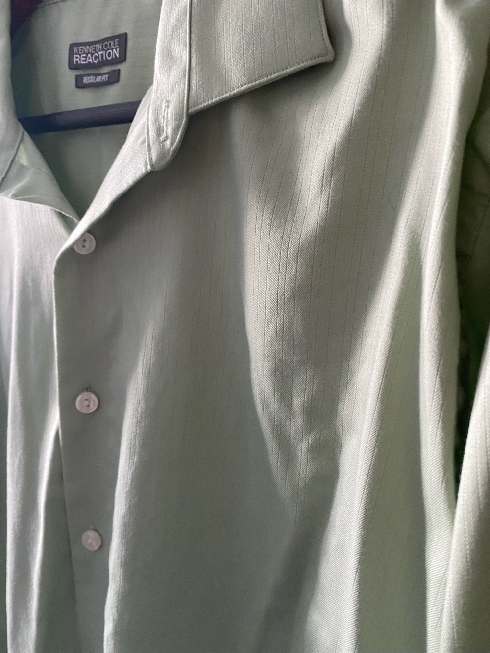 Kenneth Cole Reaction Pale Green Long-Sleeve Button-Up Shirt 16 32-33 - Picture 3 of 7